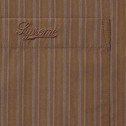 モ*ン様 25AW Supreme Pinstripe Shirt Brown Pinstripe Shirt - fall/winter 2025 - Supreme