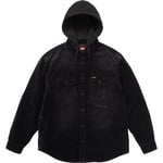 Supreme Quilted Lined Hooded Velvet Shirt (FW25) - Black