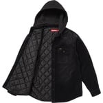 Supreme Quilted Lined Hooded Velvet Shirt (FW25) - Black