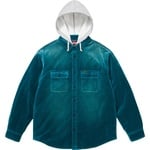 Supreme Quilted Lined Hooded Velvet Shirt (FW25) - Teal