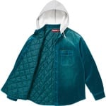 Supreme Quilted Lined Hooded Velvet Shirt (FW25) - Teal