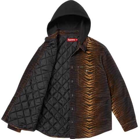 Quilted Lined Hooded Velvet Shirt - Supreme