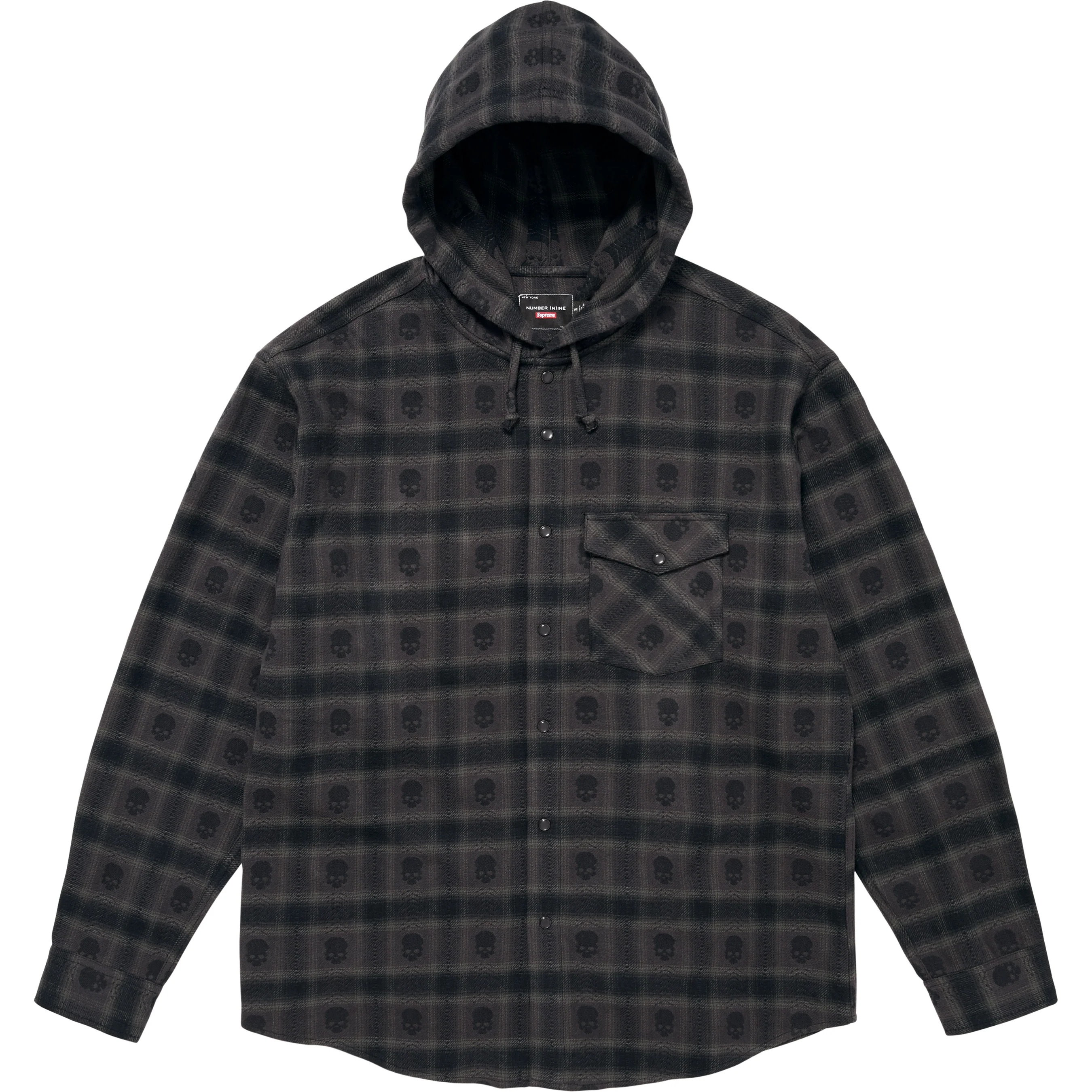 Supreme Supreme Number (N)ine Hooded Flannel Shirt (FW25) - Black - $188