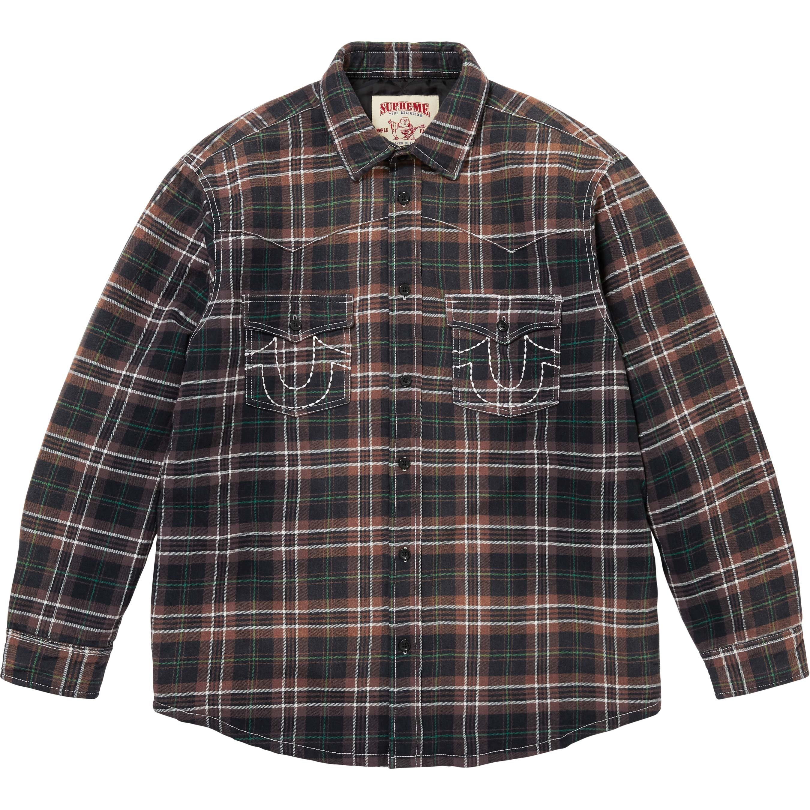 Supreme Supreme True Religion Quilted Lined Plaid Flannel Shirt (FW25) - Black - $178
