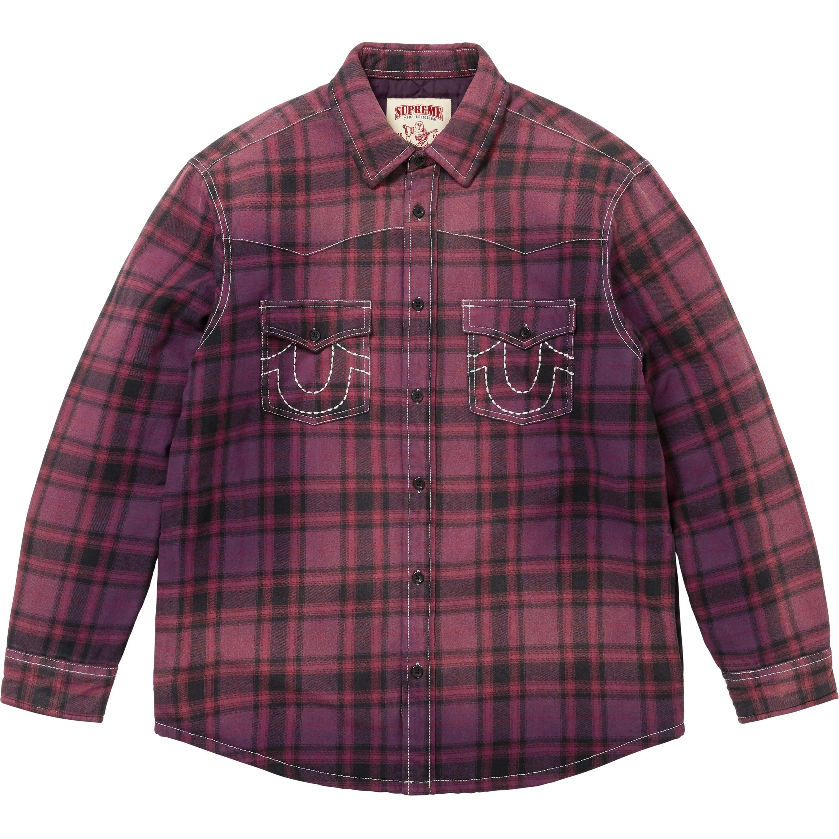 Supreme Supreme True Religion Quilted Lined Plaid Flannel Shirt (FW25) - Purple - $178
