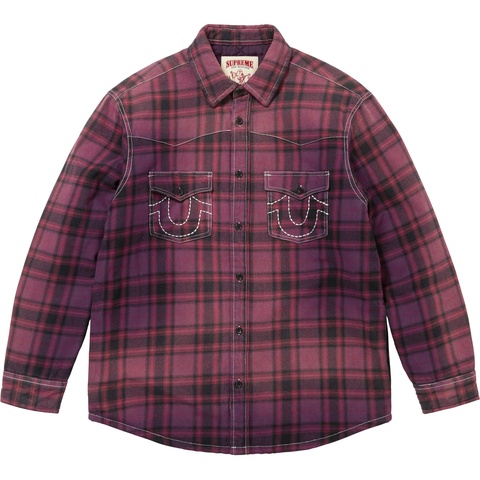 Supreme Supreme®/True Religion® Quilted Lined Plaid Flannel Shirt - Purple