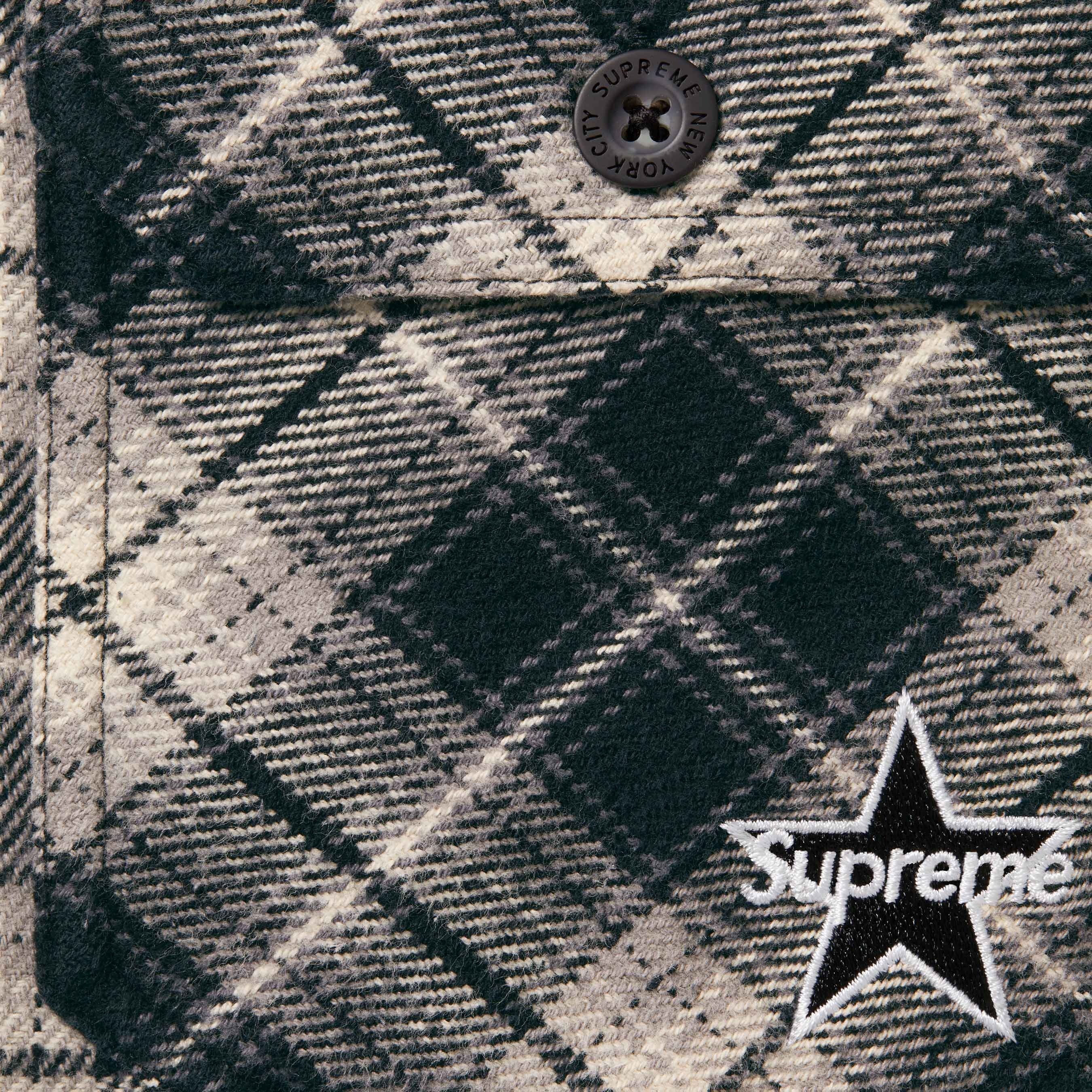 Supreme Thermal Lined Zip Up Flannel Shirt (FW25) - Black - $168