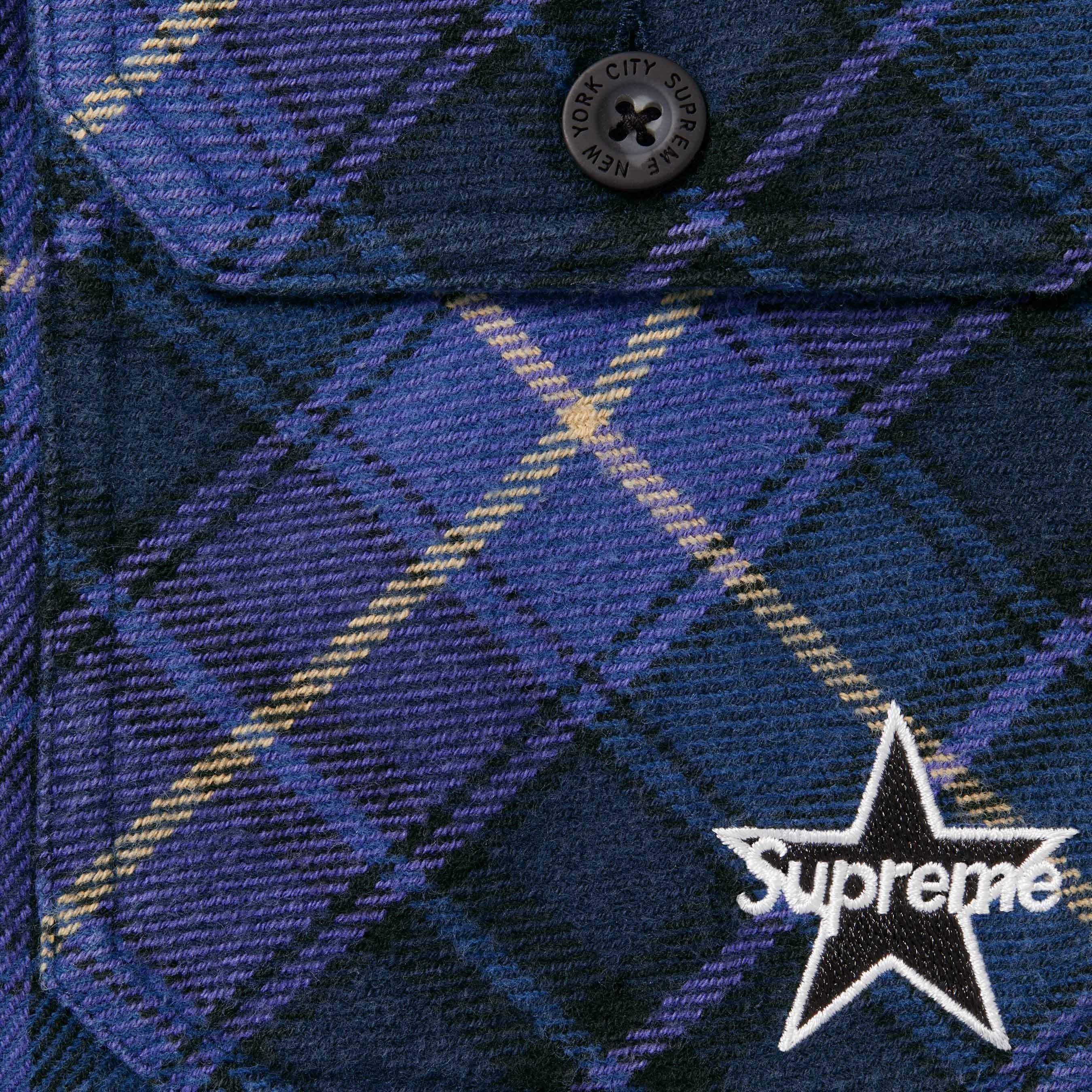 Supreme Thermal Lined Zip Up Flannel Shirt (FW25) - Blue - $168