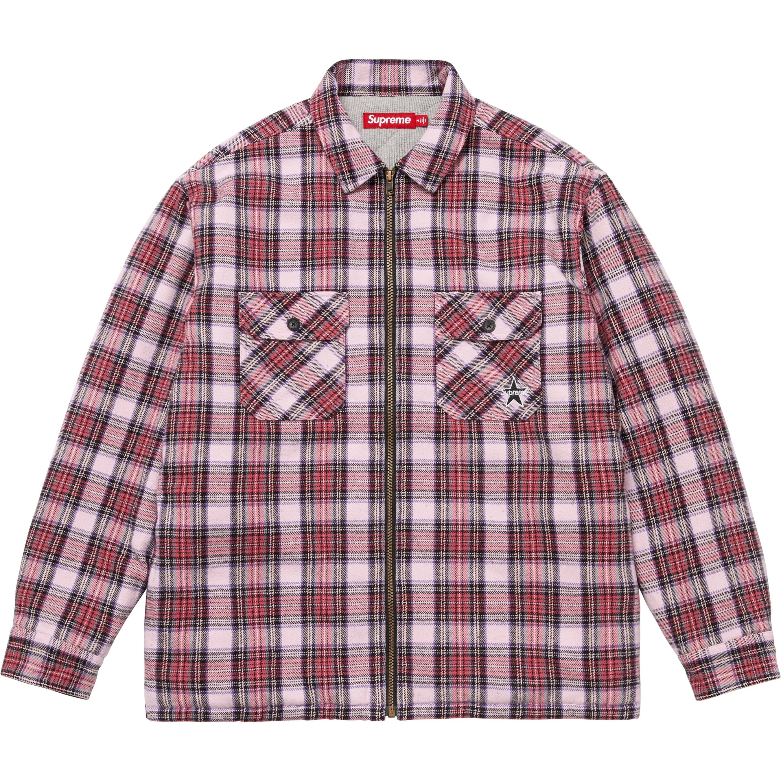Supreme Thermal Lined Zip Up Flannel Shirt (FW25) - Pink - $168