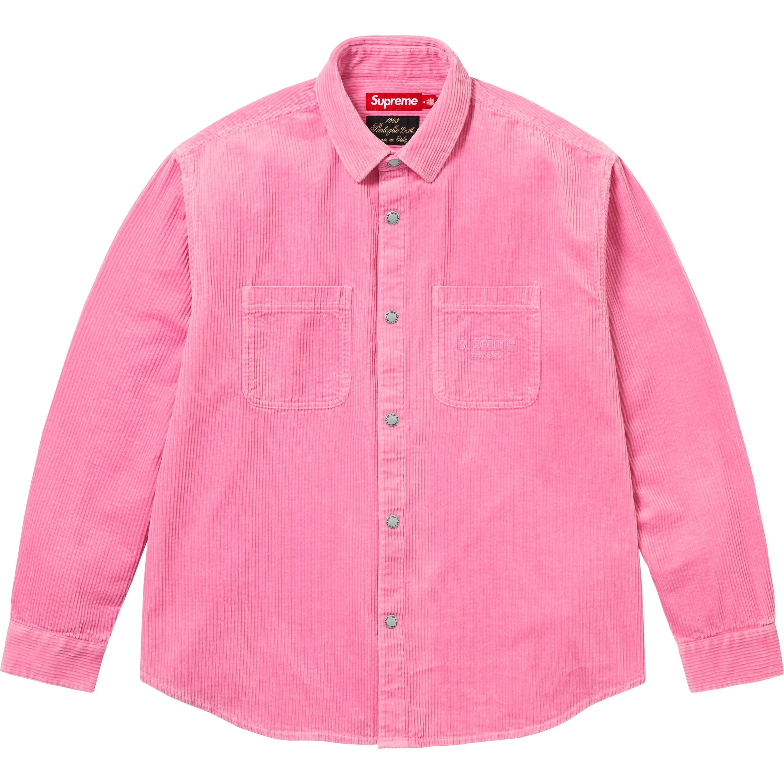 Supreme Wide Wale Corduroy Snap Shirt (FW25) - Pink - $178