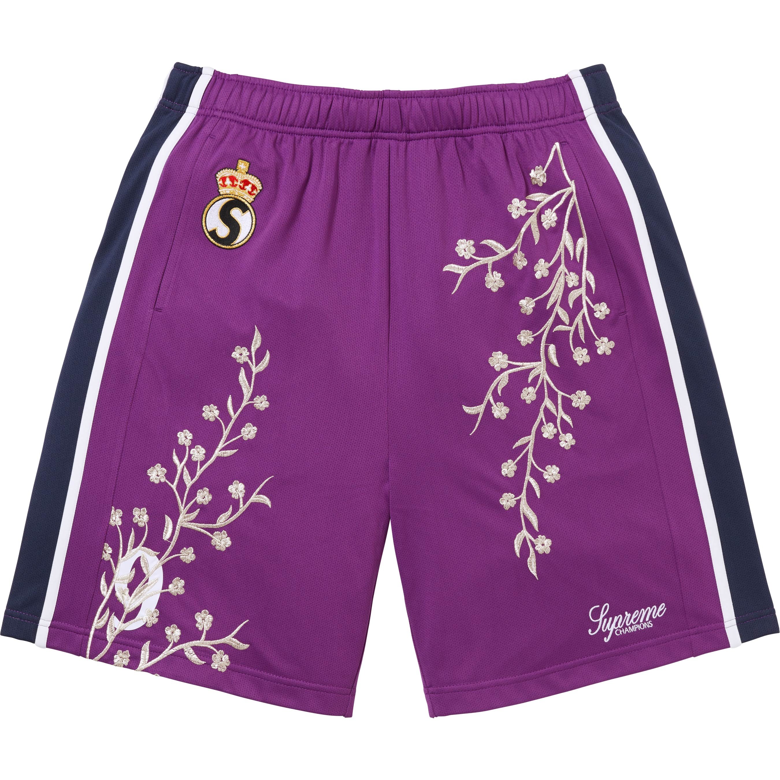 Supreme Floral Soccer Short (FW25) - Purple - $128