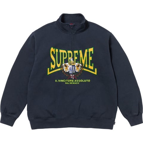 Supreme Crest Appliqué Half Zip Pullover - Navy