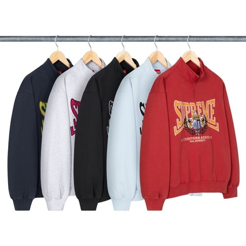 Crest Appliqué Half Zip Pullover - Supreme