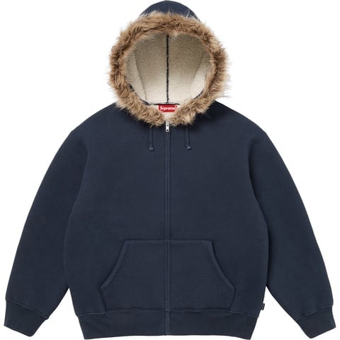Faux Fur Zip Up Hooded Sweatshirt - Supreme