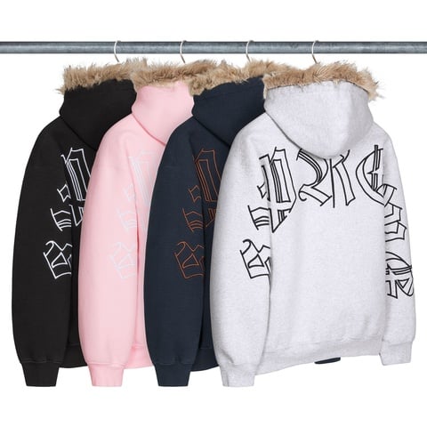 Faux Fur Zip Up Hooded Sweatshirt - Supreme