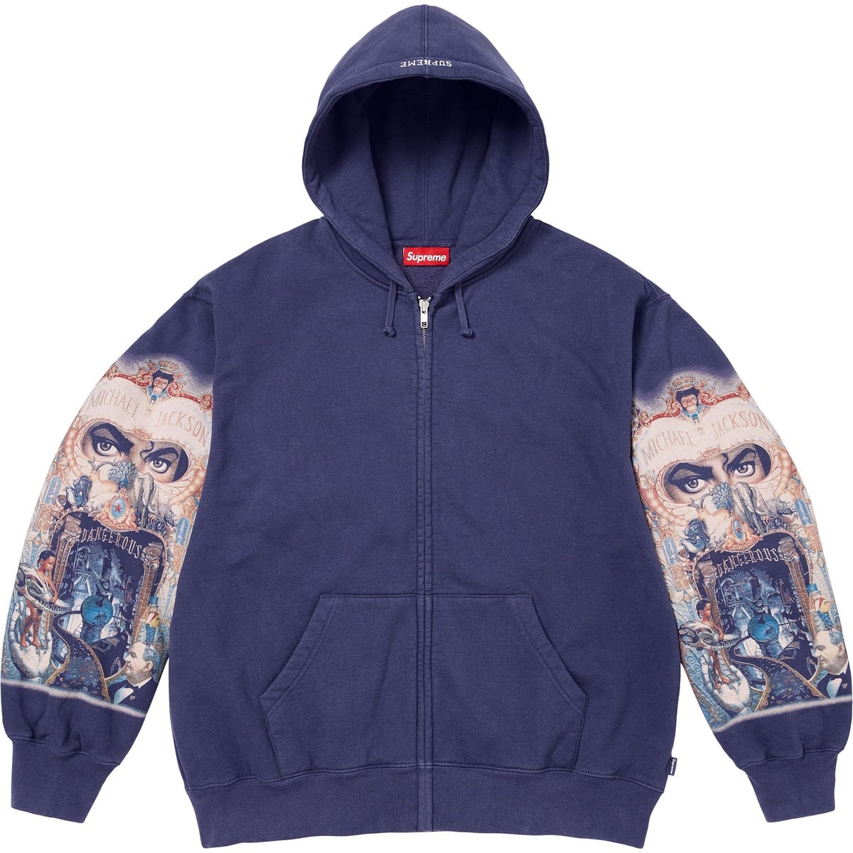 Supreme Michael Jackson Dangerous Zip Up Hooded Sweatshirt Washed Navy
