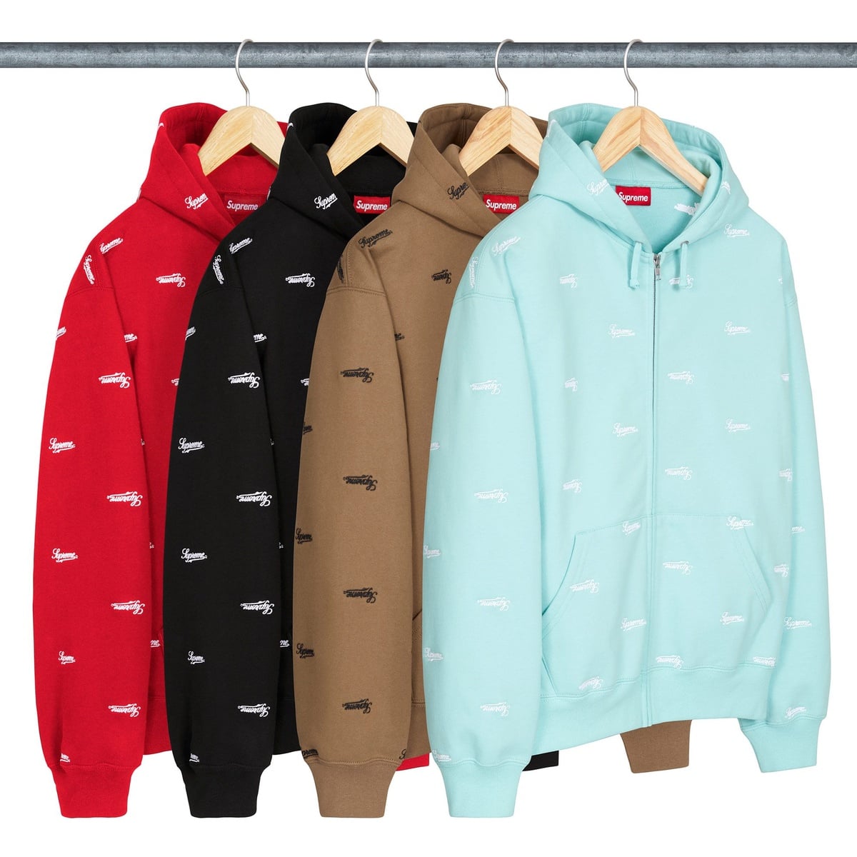 Repeat Script Zip Up Hooded Sweatshirt - SupremeCommunity