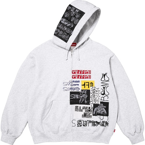 Supreme 176 Zip Up Hooded Sweatshirt - Ash Grey