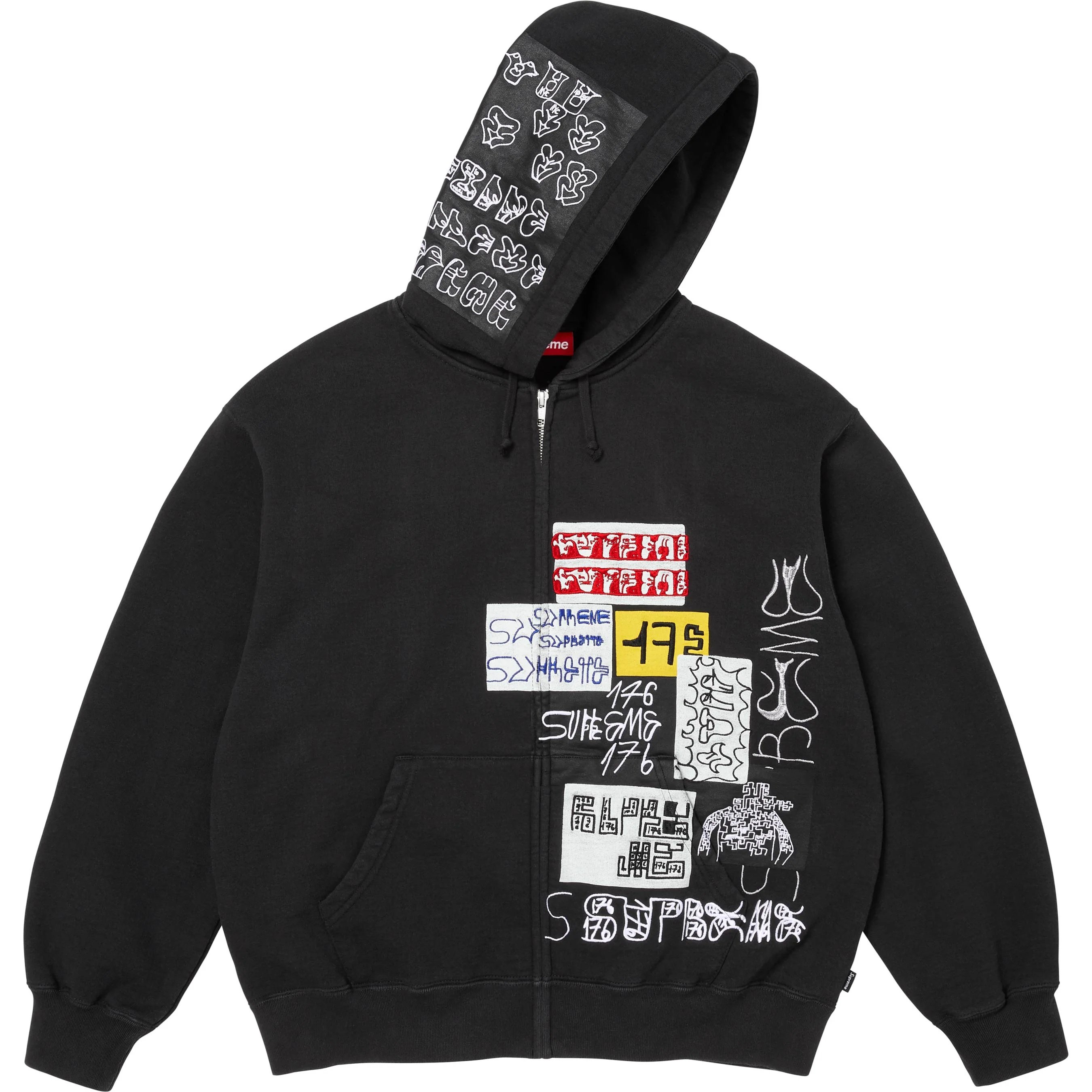 Supreme 176 Zip Up Hooded Sweatshirt (FW25) - Black - $188