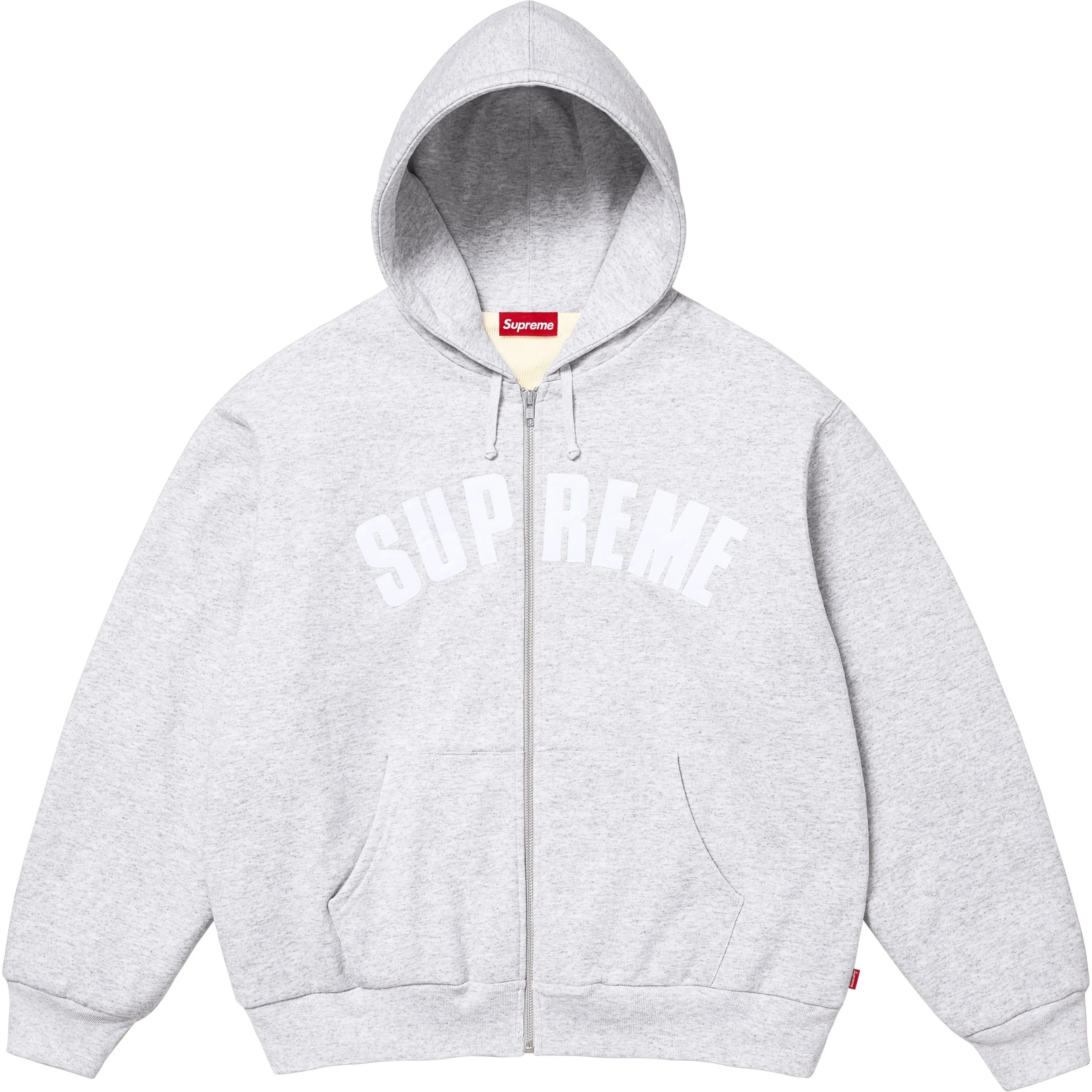 Supreme Arc Thermal Lined Zip Up Hooded Sweatshirt (FW25) - Ash Grey - $198