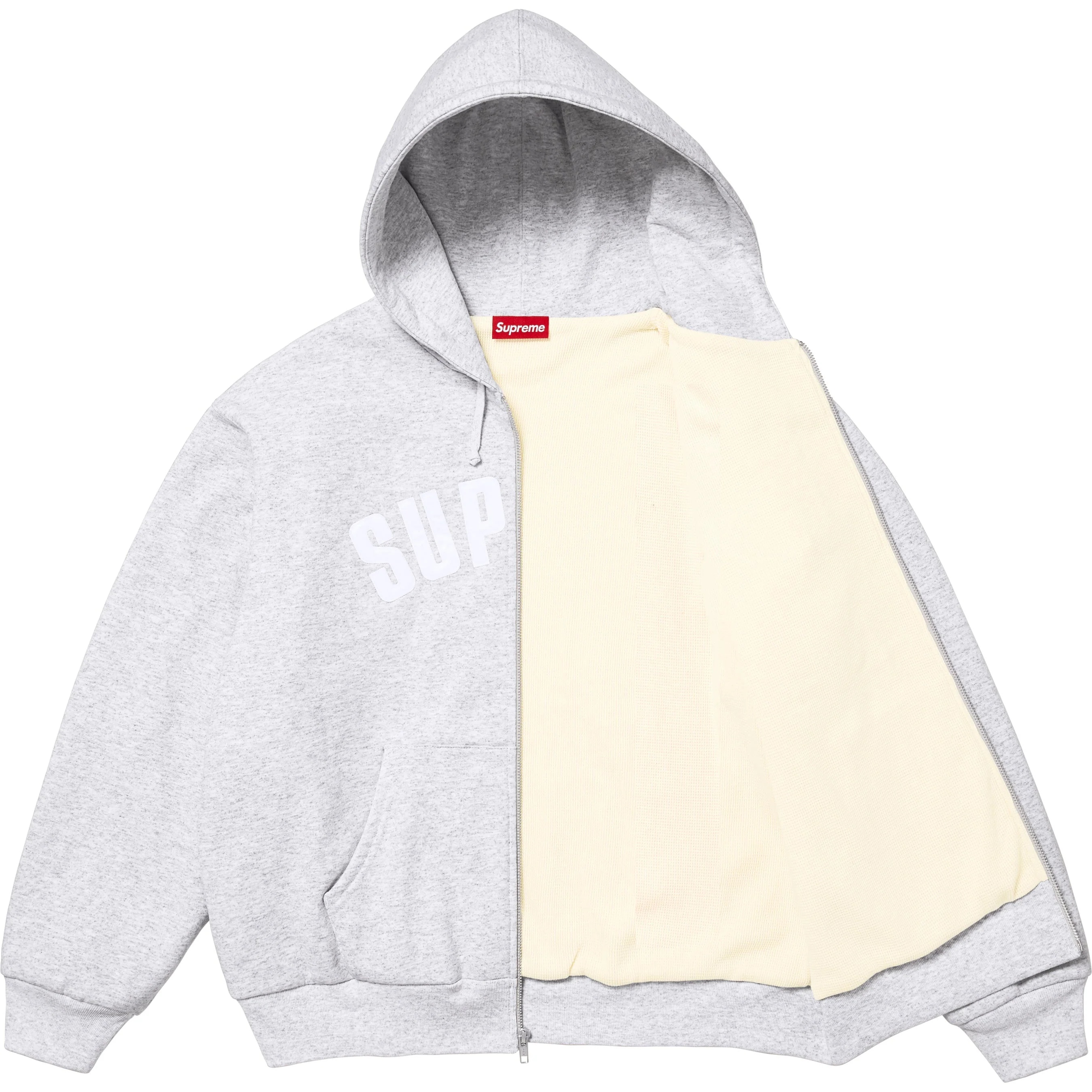 Supreme Arc Thermal Lined Zip Up Hooded Sweatshirt (FW25) - Ash Grey - $198