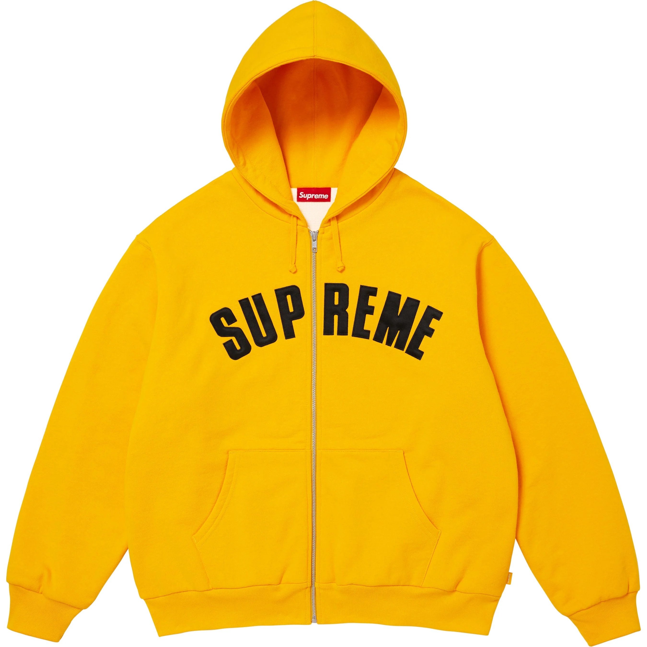 Supreme Arc Thermal Lined Zip Up Hooded Sweatshirt (FW25) - Bright Gold - $198