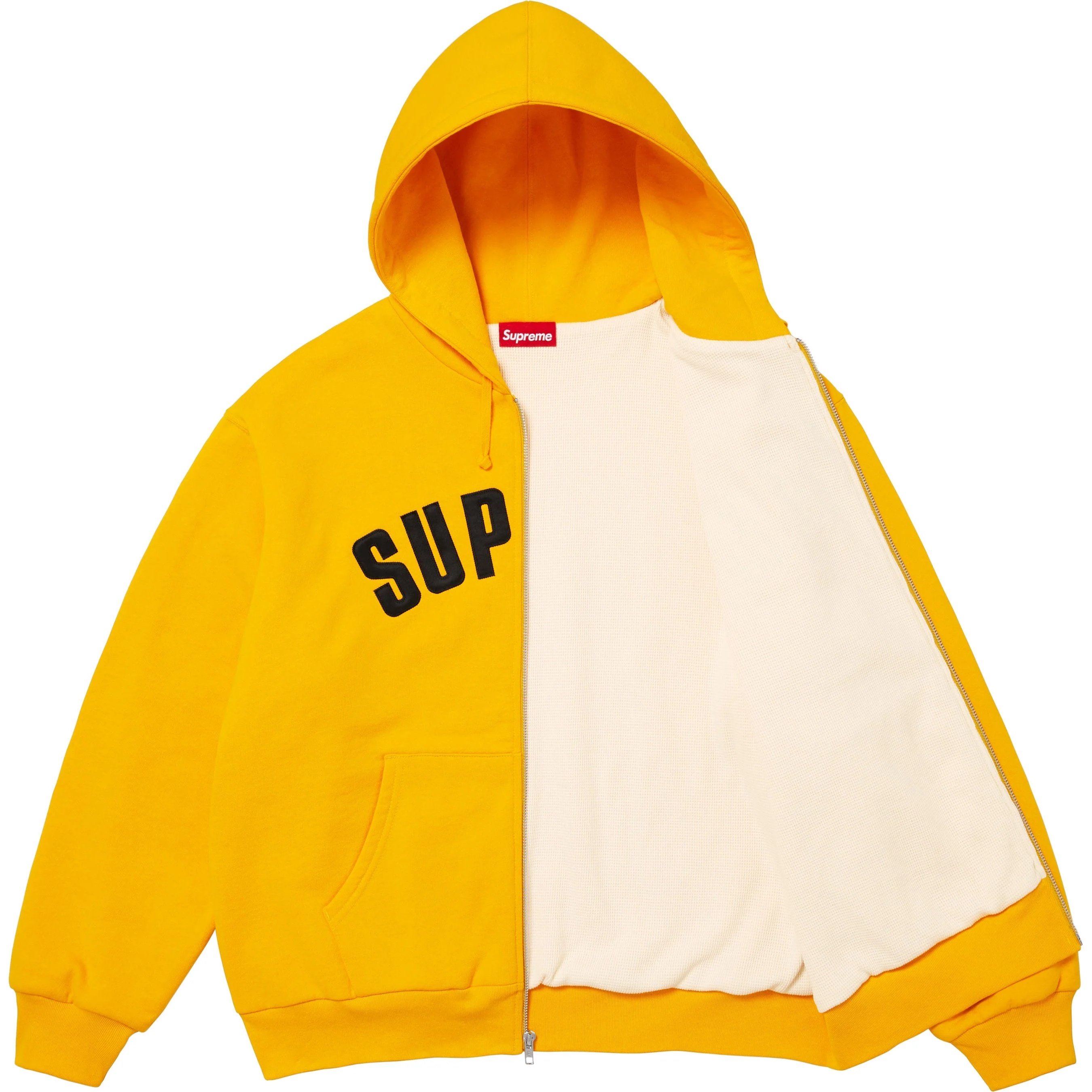 Supreme Arc Thermal Lined Zip Up Hooded Sweatshirt (FW25) - Bright Gold - $198