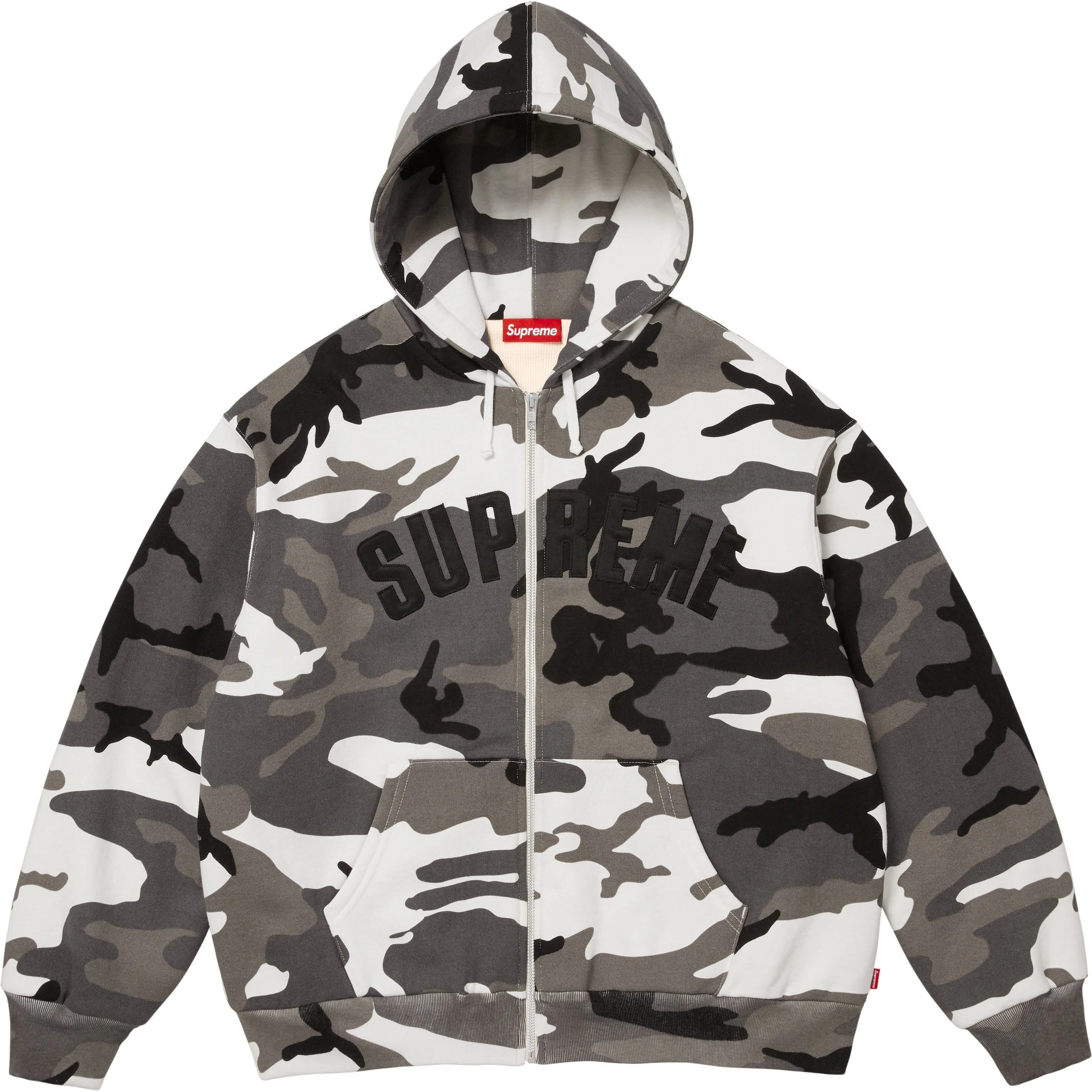 Supreme Arc Thermal Lined Zip Up Hooded Sweatshirt (FW25) - Snow Camo - $198