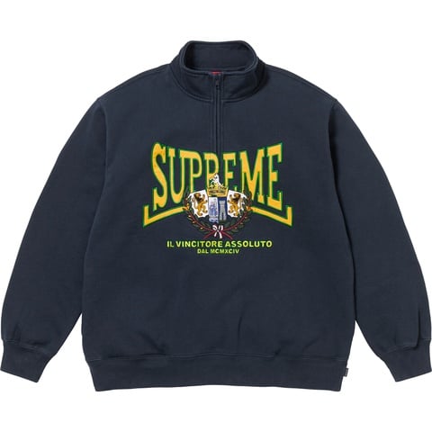 Crest Appliqué Half Zip Pullover - Supreme