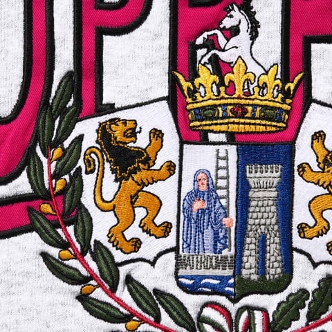 Supreme Crest Appliqué Half Zip Pullover - Ash Grey