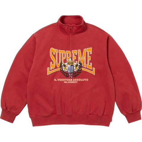 Supreme Crest Appliqué Half Zip Pullover - Dark Red