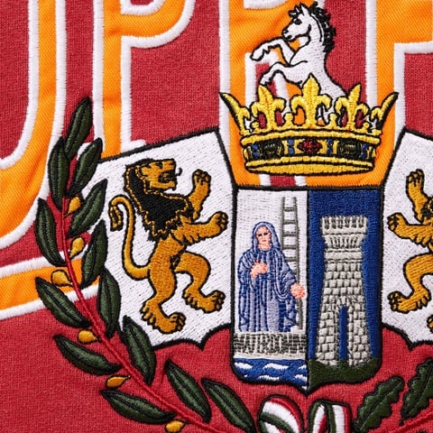 Crest Appliqué Half Zip Pullover - Supreme