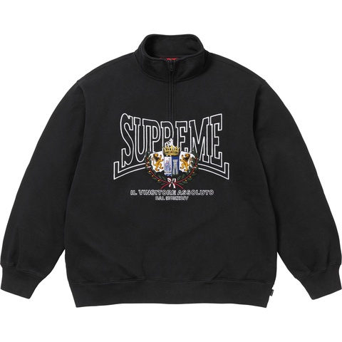 Crest Appliqué Half Zip Pullover - Supreme