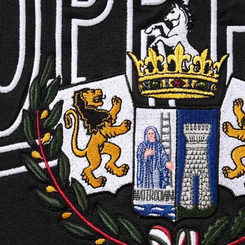 Supreme Crest Appliqué Half Zip Pullover - Black