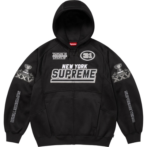 Supreme Football Zip Up Hooded Sweatshirt - Black