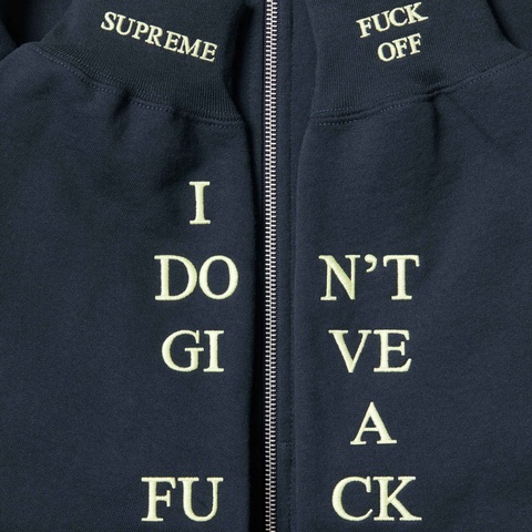Supreme IDGAF Zip Up Hooded Sweatshirt 紺 Brand New Item In Store Store Size M Supreme IDGAF Zip Up Hoodie