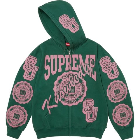Supreme Knowledge Reigns Zip Up Hooded Sweatshirt - Dark Green