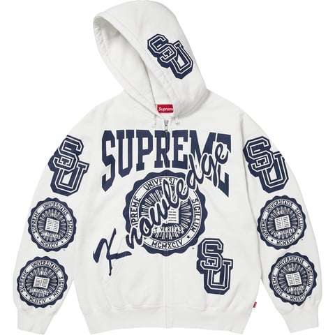 Supreme Knowledge Reigns Zip Up Hooded Sweatshirt - White