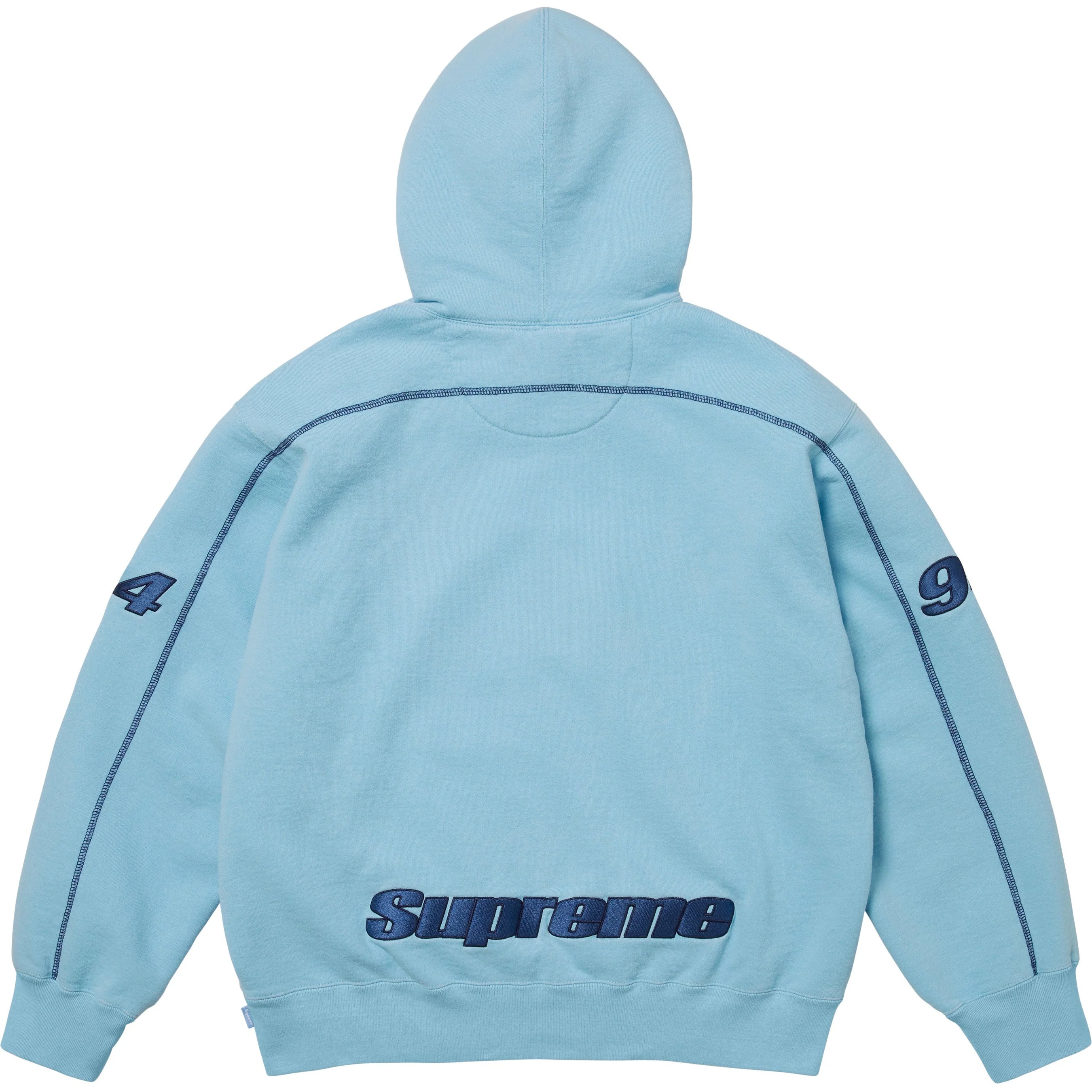 Supreme Overlock Hooded Sweatshirt (FW25) - Light Blue - $168