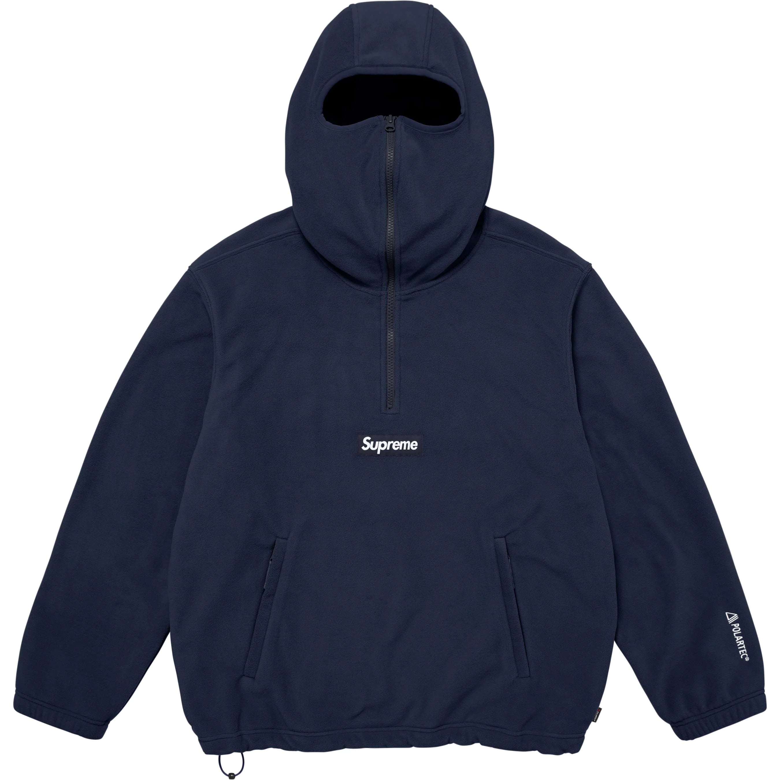 supreme 1-800 パーカー ネイビー Supreme Polartec Face Mask Half Zip Hooded Sweatshirt (FW25) - $148