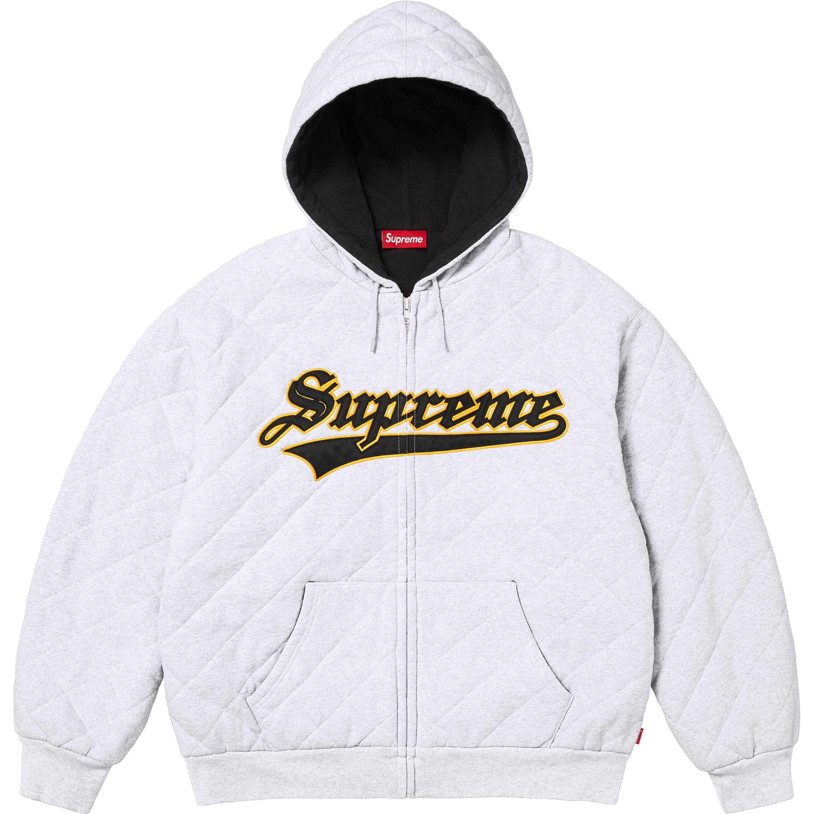 Supreme Quilted Zip Up Hooded Sweatshirt (FW25) - Ash Grey - $188