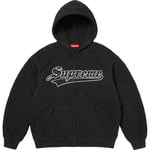 Supreme Quilted Zip Up Hooded Sweatshirt (FW25) - Black