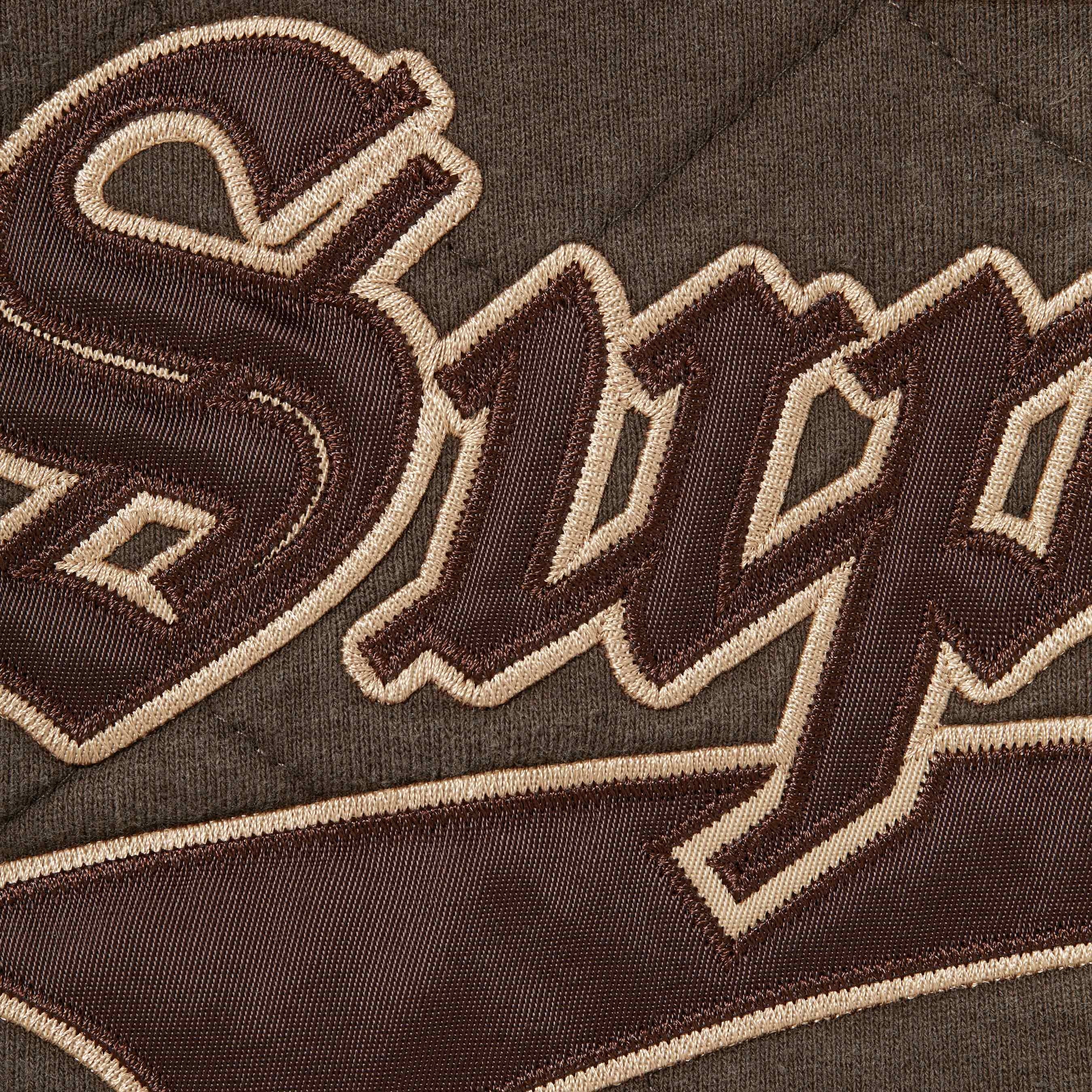 Supreme Quilted Zip Up Hooded Sweatshirt (FW25) - Dark Brown - $188