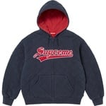 Supreme Quilted Zip Up Hooded Sweatshirt (FW25) - Navy