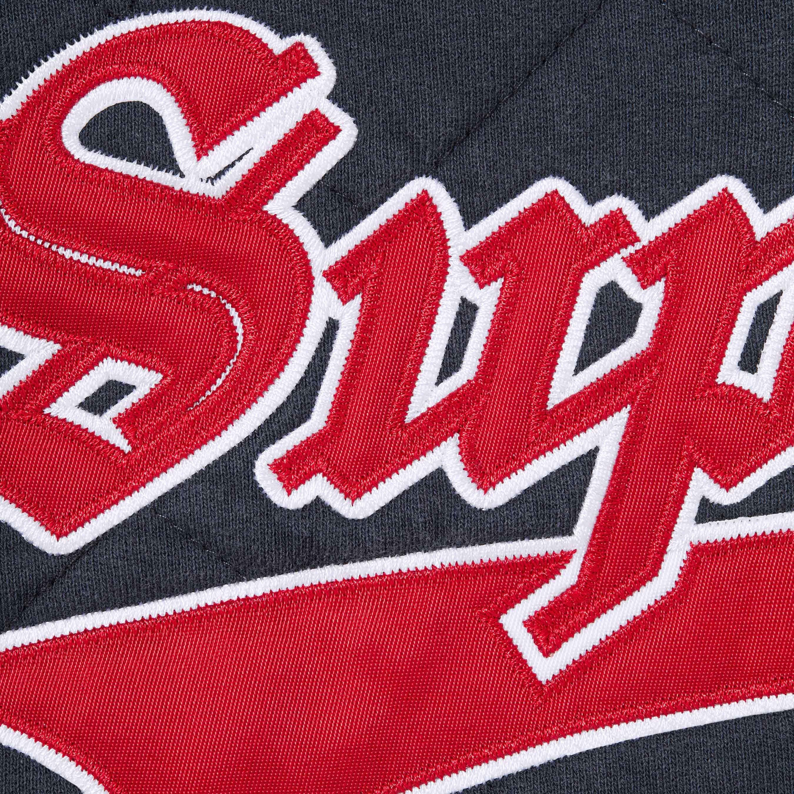 Supreme Quilted Zip Up Hooded Sweatshirt (FW25) - Navy - $188