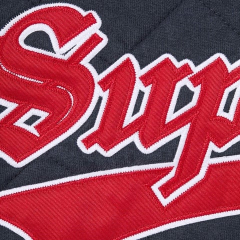 Supreme Quilted Zip Up Hooded Sweatshirt - Navy