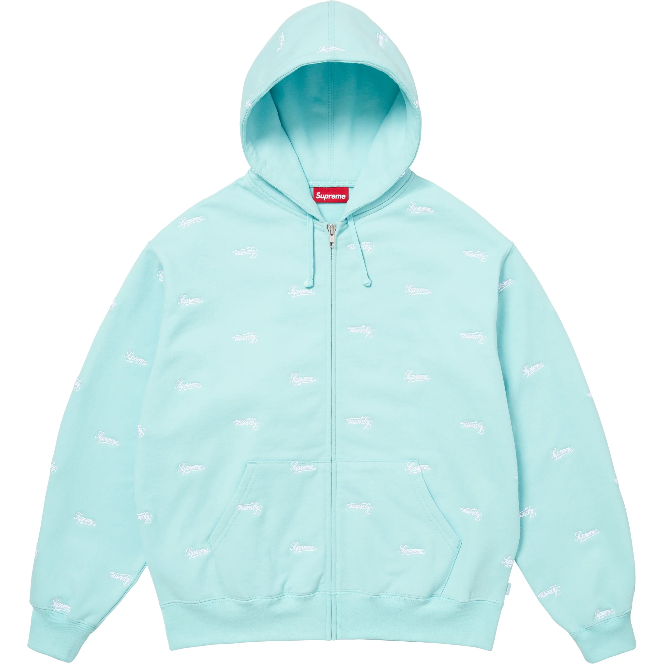 Supreme Repeat Script Zip Up Hooded Sweatshirt (FW25) - $178