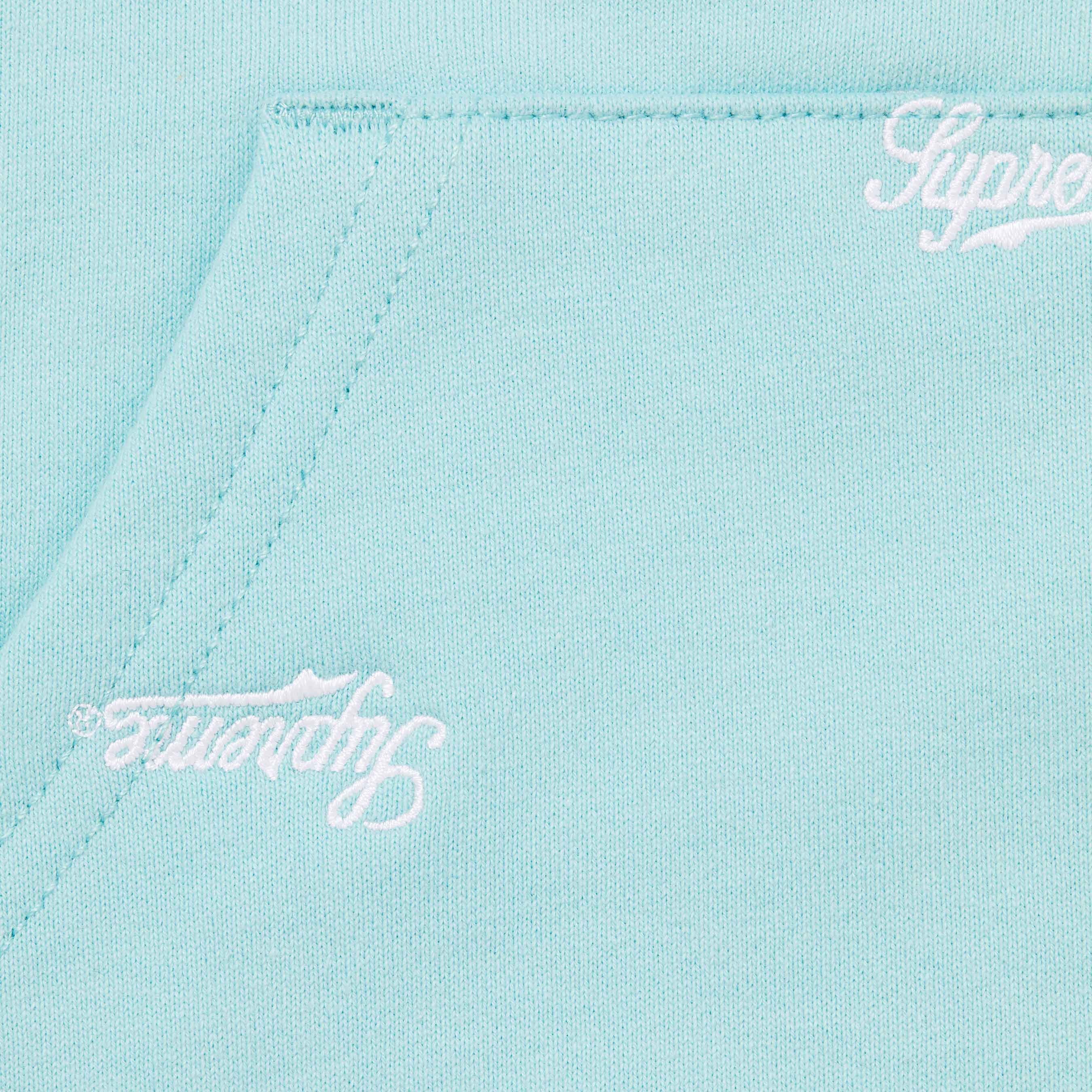 Supreme Repeat Script Zip Up Hooded Sweatshirt (FW25) - Aqua - $178