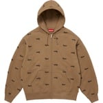 Supreme Repeat Script Zip Up Hooded Sweatshirt (FW25) - Dark Khaki