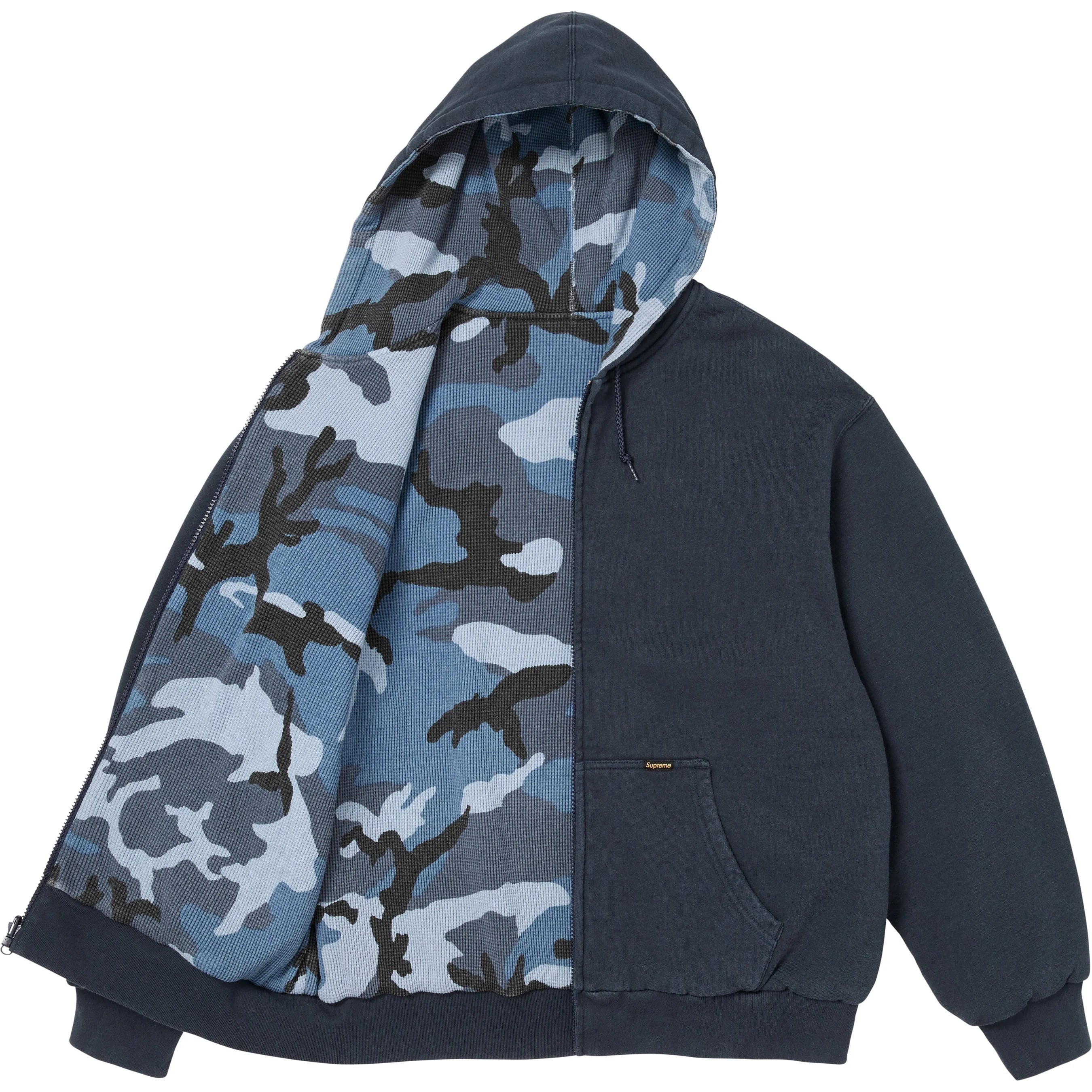 Supreme Reversible Work Zip Up Hooded Sweatshirt (FW25) - Navy - $168